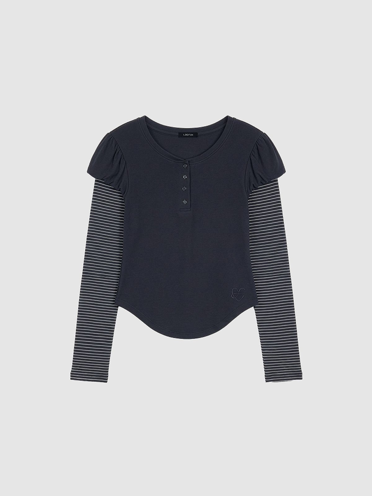 루펀(LOOFUN) Layerd Stripe Long Sleeve / 레이어드 스트라이프 롱 슬리브 [Charcoal]