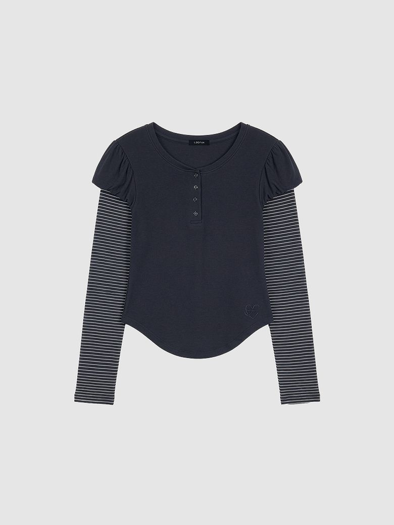 Layerd Stripe Long Sleeve / 레이어드 스트라이프 롱 슬리브 [Charcoal]