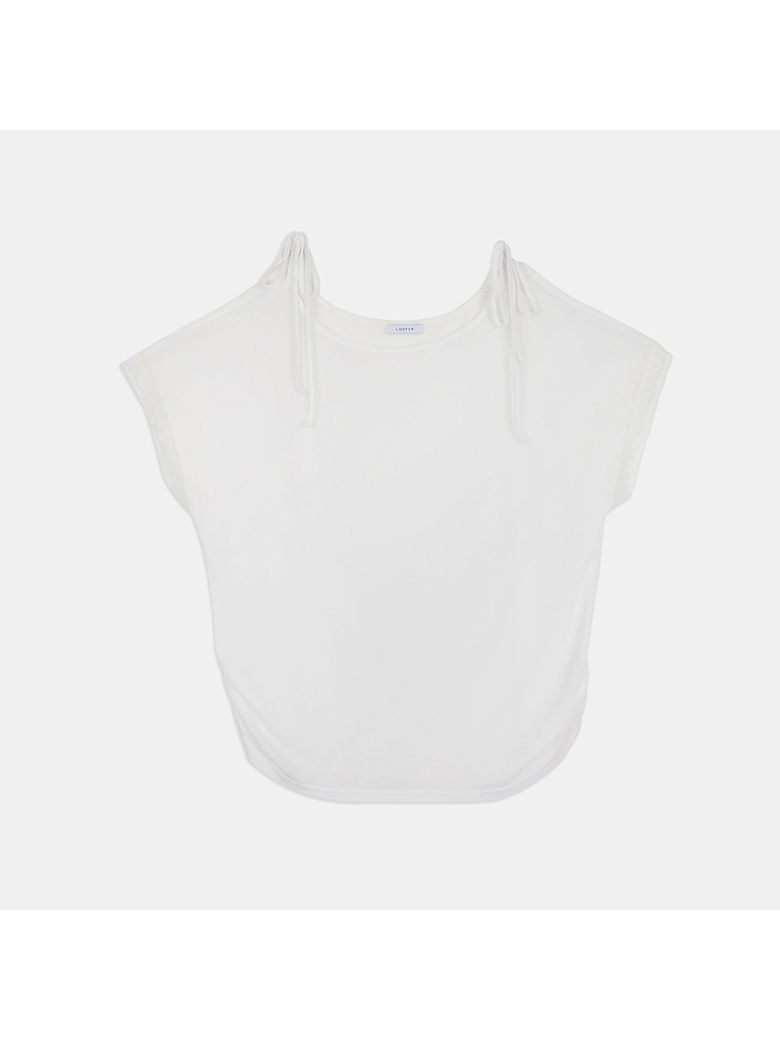 Lace Off-shoulder Tee / 레이스 오프숄더 티 [White]