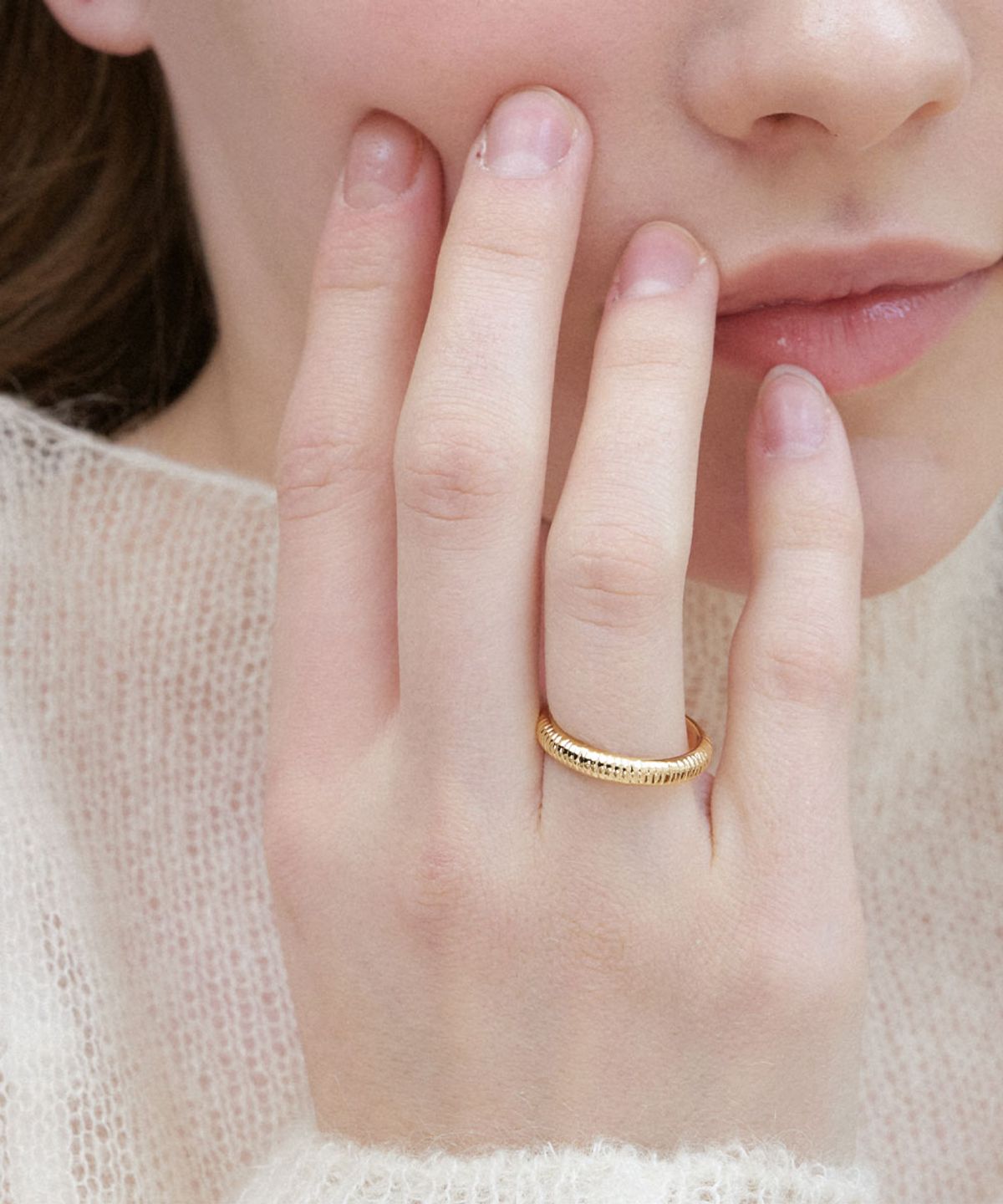 할렌(HALDEN) textured band ring (R019_gold)