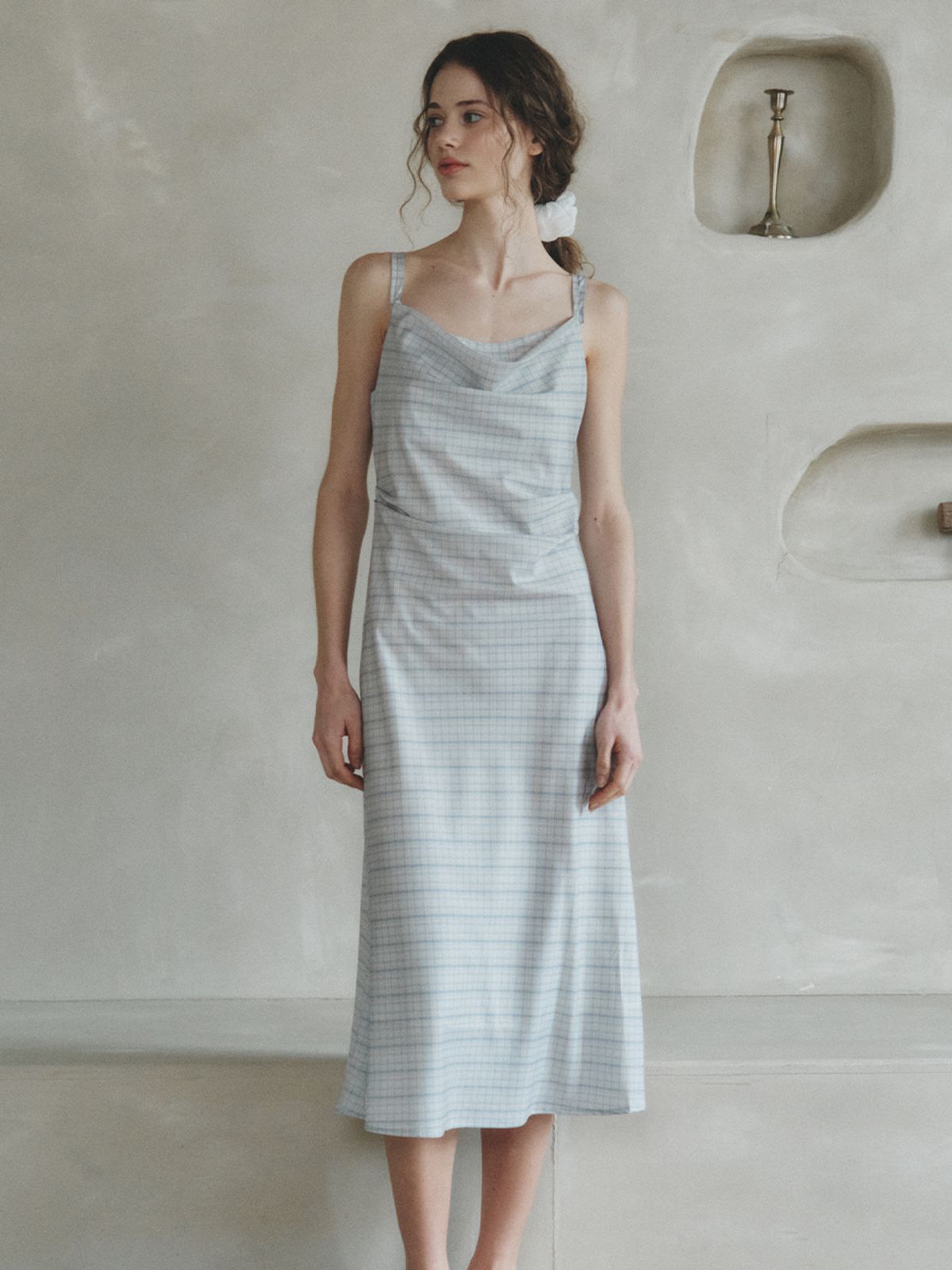르니나(LENINA) LABETTI check long sleeveless dress_GRAY CHECK