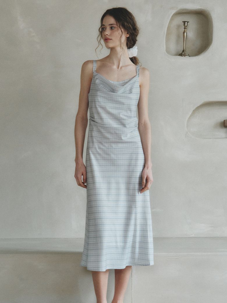 LABETTI check long sleeveless dress_GRAY CHECK