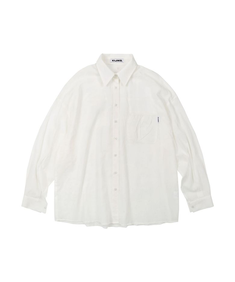 ke206. Shirring Pocket Overfit Shirt White