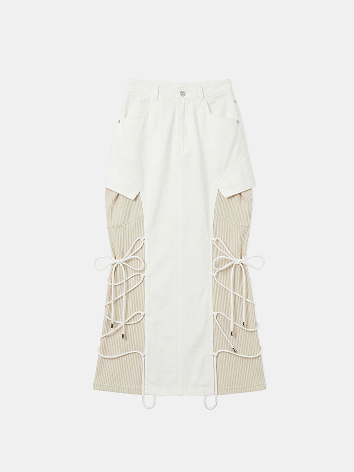 루펀(LOOFUN) Cutline Long Skirt / 컷라인 롱 스커트 [White]