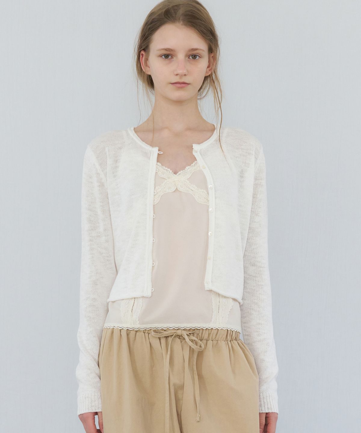 레테라(LETTERA) Cotton Loop Detail Cardigan