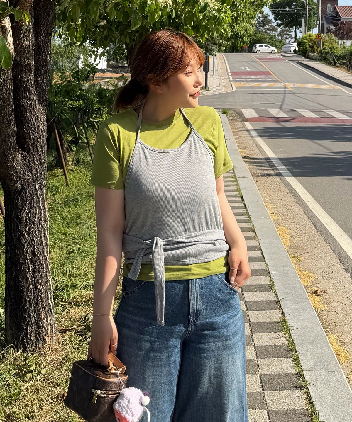로아드로아(ROIDESROIS) 파스텔 코튼 레이어드 티 (그린)