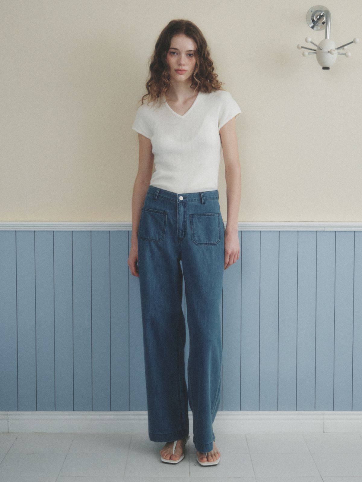 르니나(LENINA) MAJE wide retro pocket jeans_BLUE