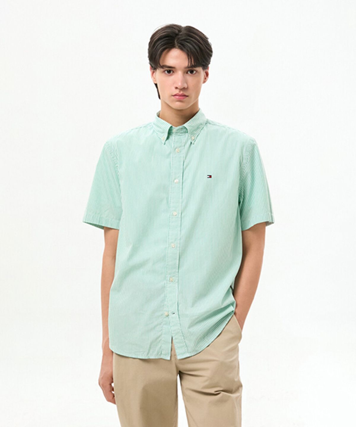 타미힐피거(TOMMY HILFIGER) [Asian fit] 플렉스 팝 클라스 스트라이프 셔츠 (T12G3WSH210MT20CD)
