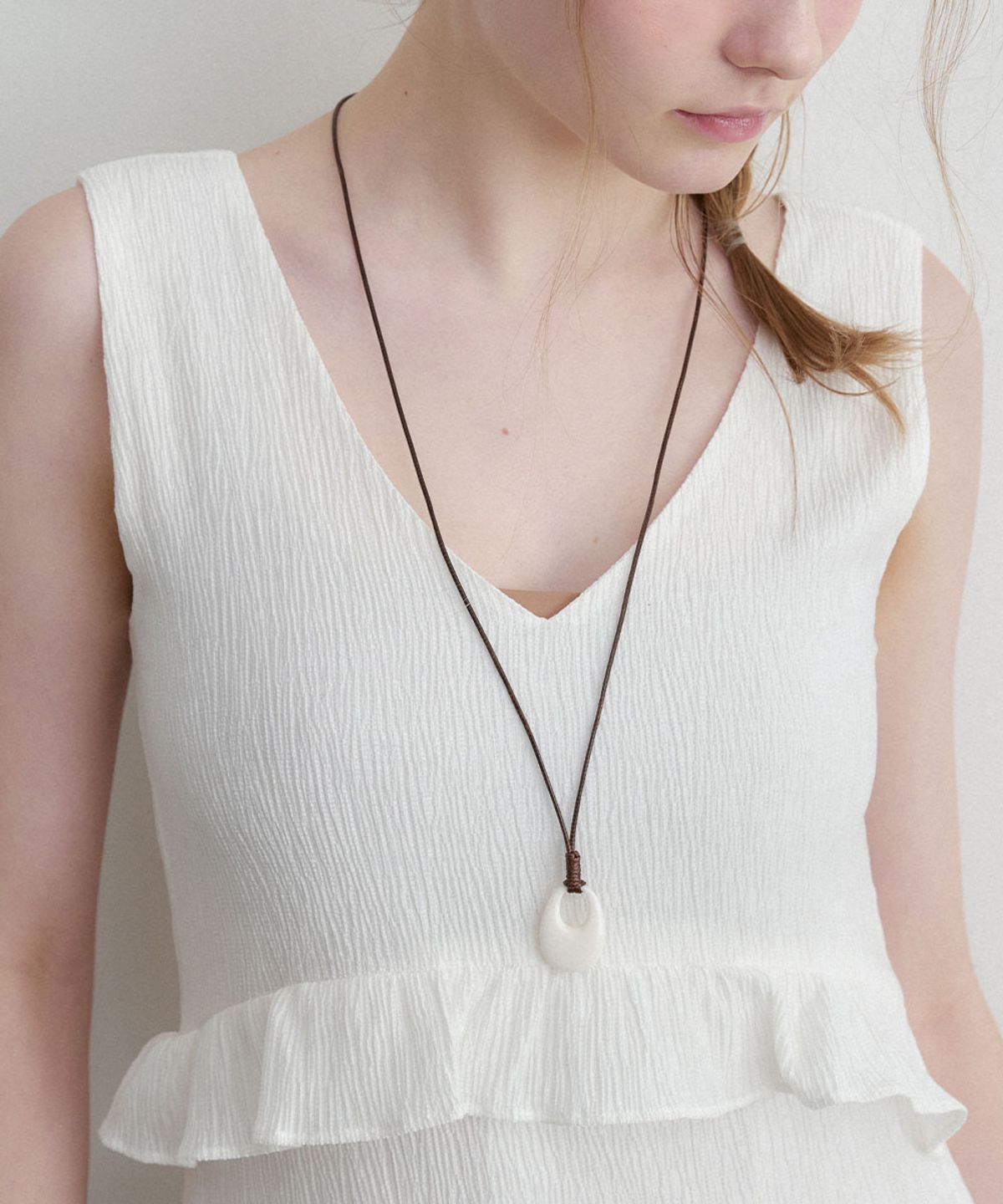 할렌(HALDEN) oval drop necklace (N056_white)