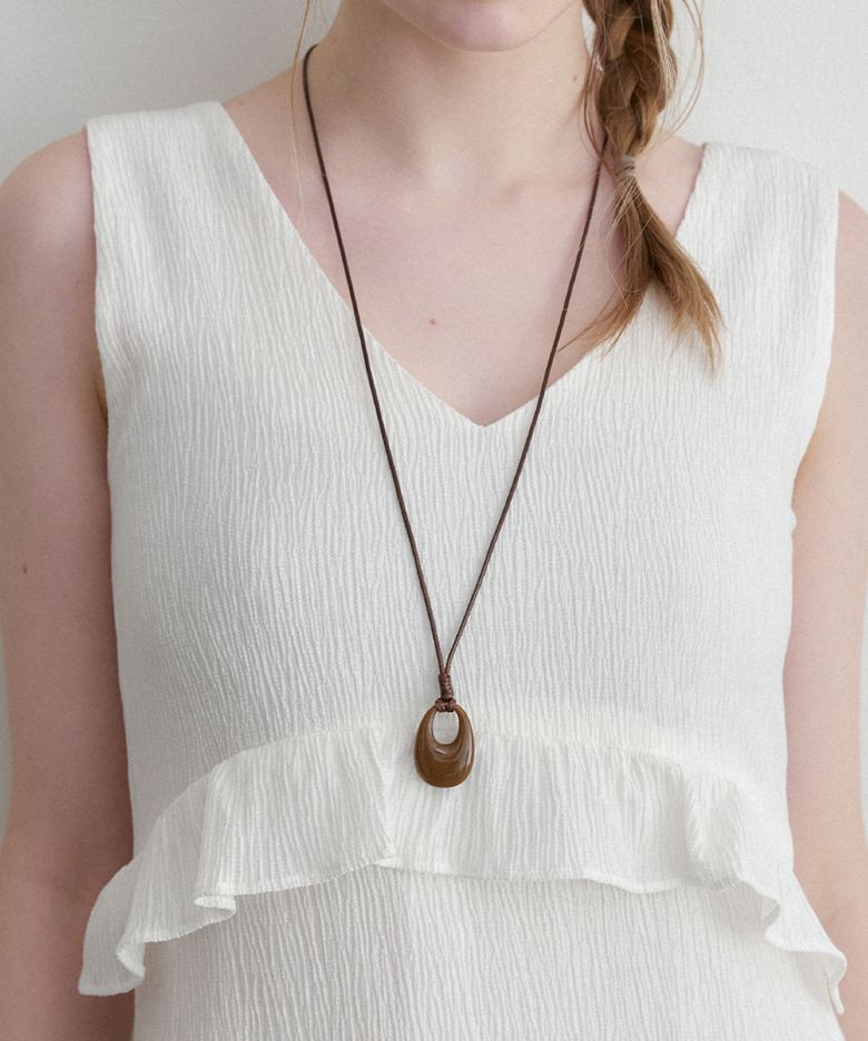 oval drop necklace (N056_brown)