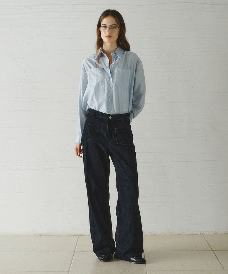 MAJE wide retro pocket jeans_DARK BLUE