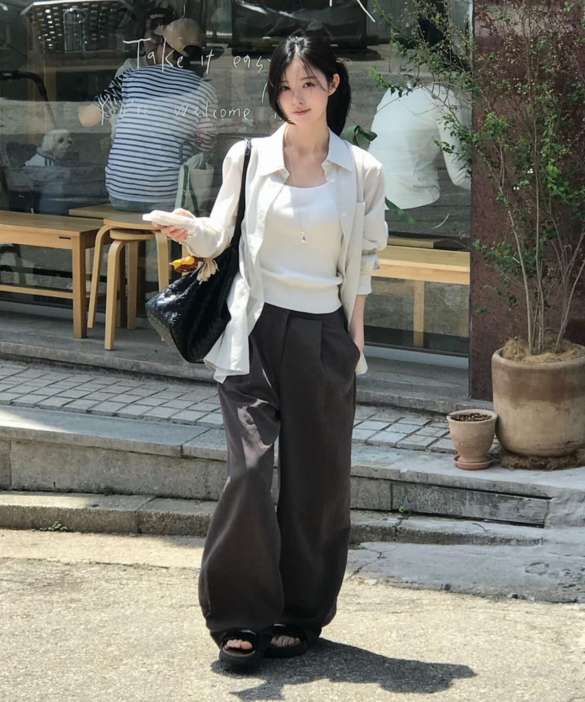 엽페(YUPPE) 벌룬 라인 팬츠_브라운