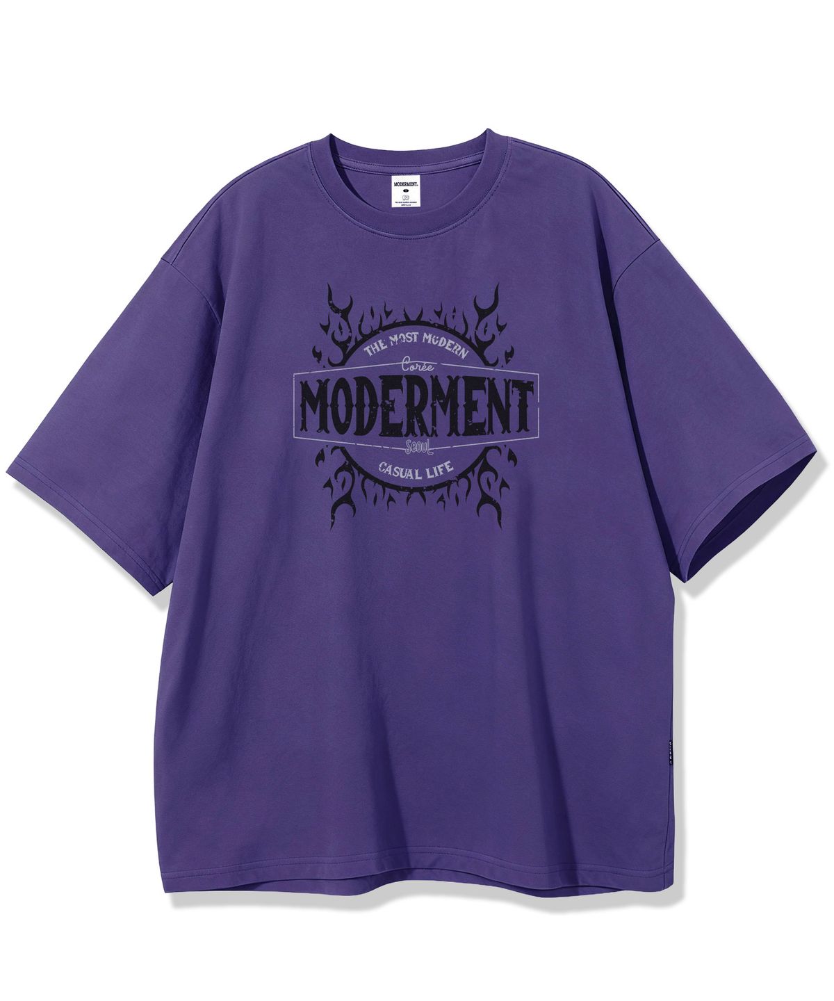 모더먼트(MODERMENT) 리얼오버핏 블레이즈 반팔 티셔츠 [바이올렛]