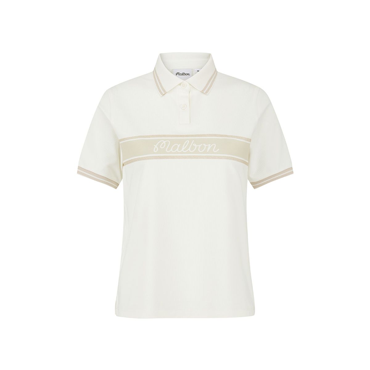 말본 골프(MALBON GOLF) 여성 컬러 블록 와플 티셔츠 CREAM (WOMAN)