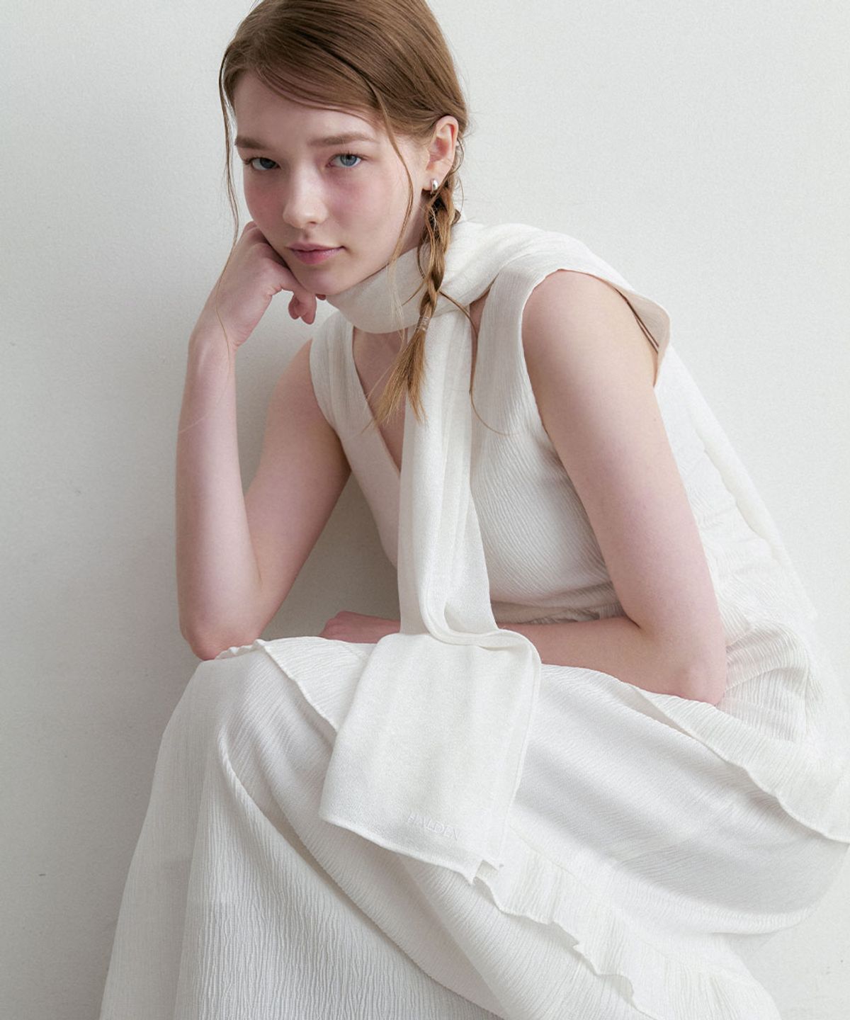 할렌(HALDEN) button shawl muffler (M054_ivory)