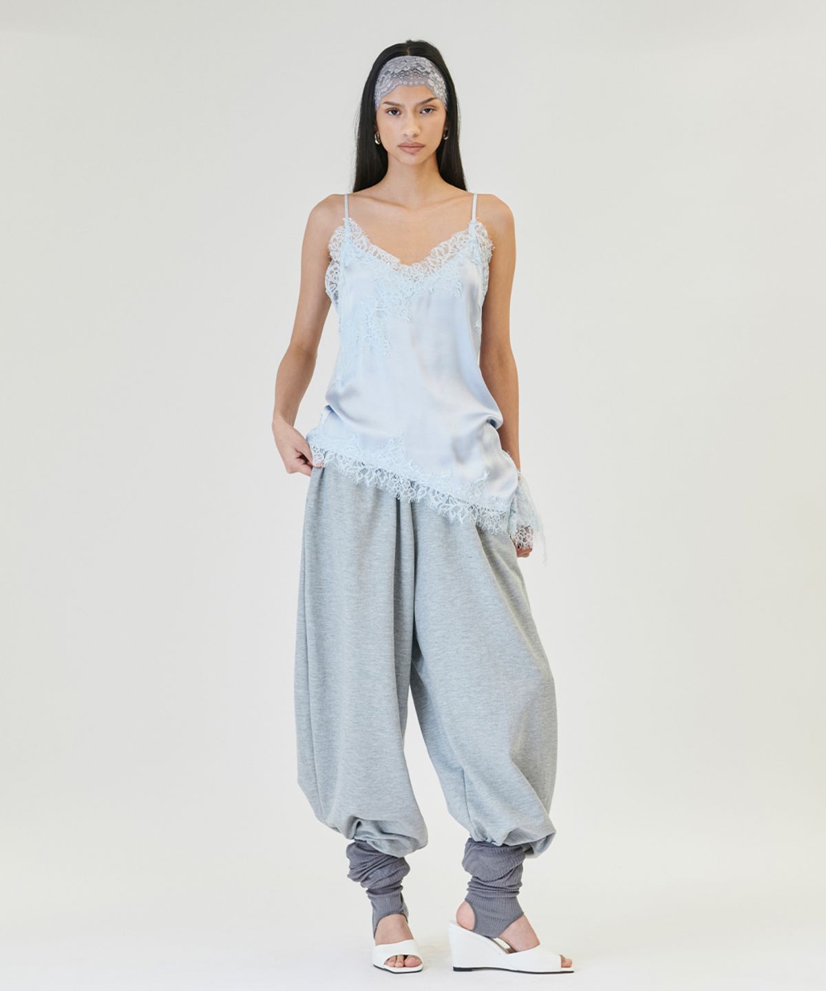 프로젝트 웨이브(PROJECT WAVE) Shirring Color Banding Pants [GRAY]