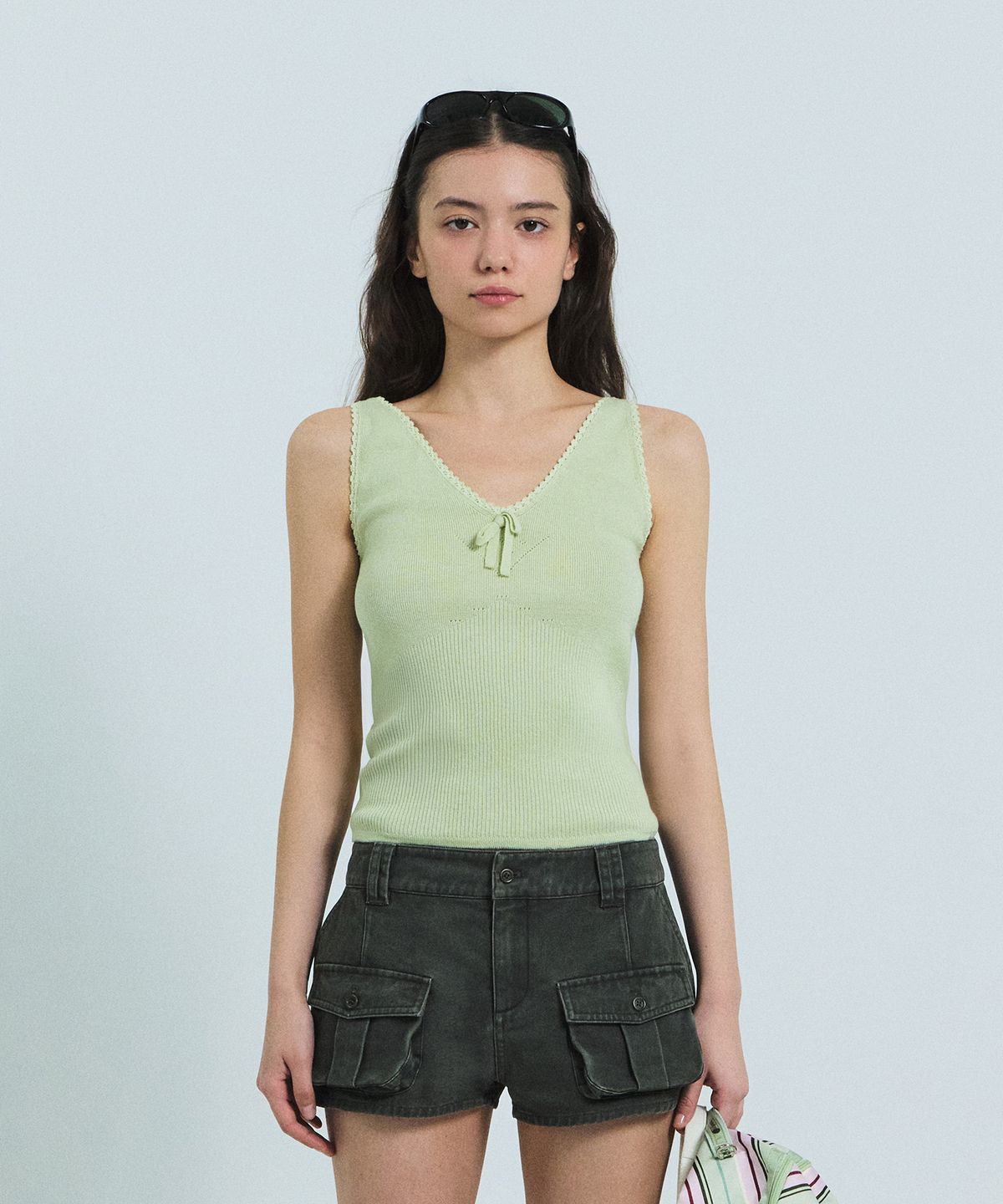 그로브(GROVE) AMY KNIT SLEEVELESS (LIGHT GREEN)