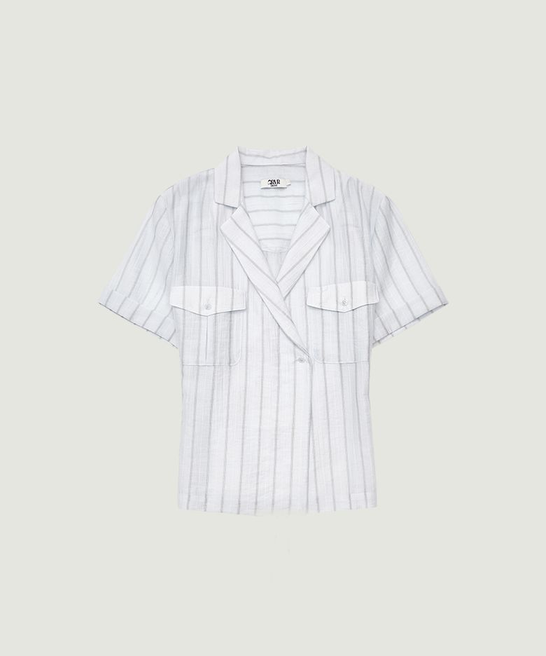 MAGGY STRIPE H/S SHIRT (LIGHT BLUE)
