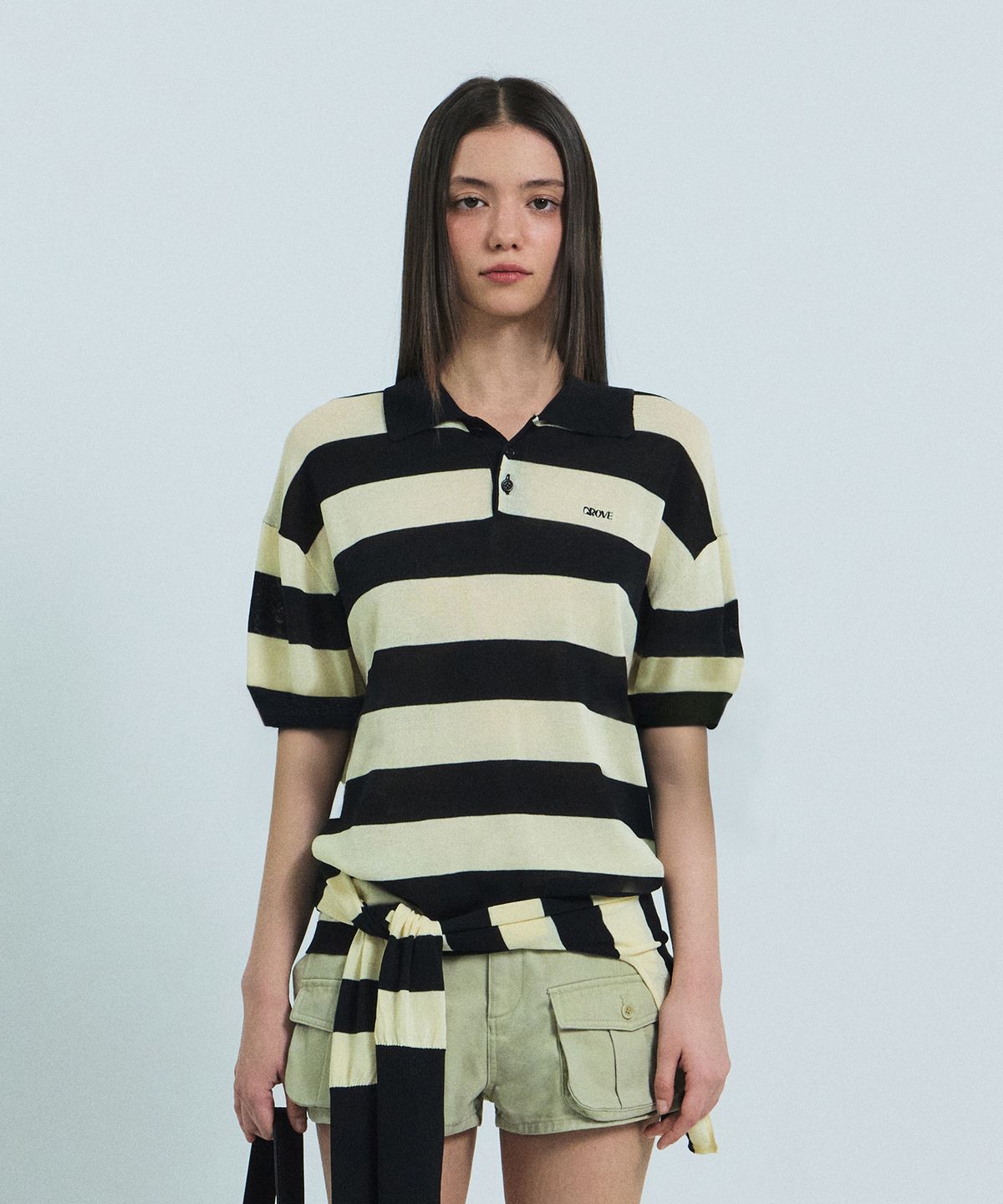 그로브(GROVE) REEF STRIPE COLLAR KNIT (IVORY)