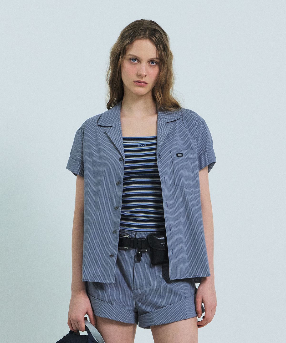 그로브(GROVE) ODE STRIPE H/S SHIRT (NAVY)
