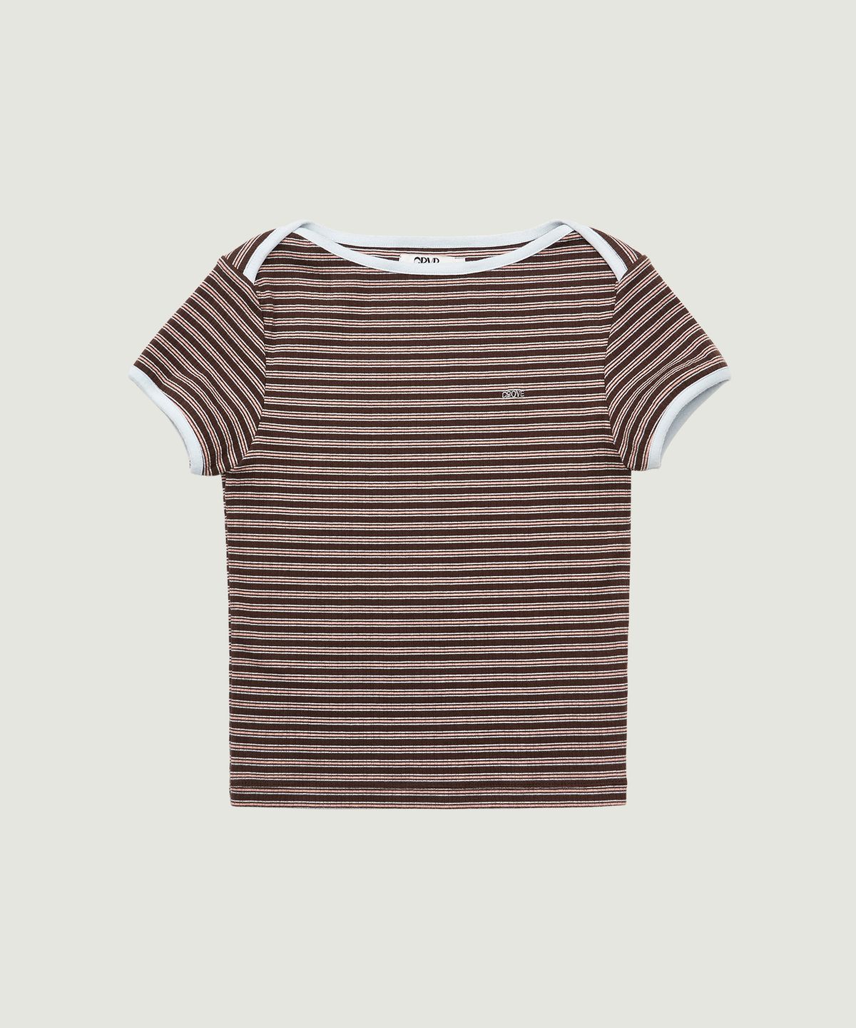 그로브(GROVE) DALIN STRIPE H/S T-SHIRT (BROWN)