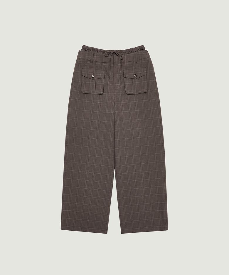 ASHA CHECK PANTS (BROWN)