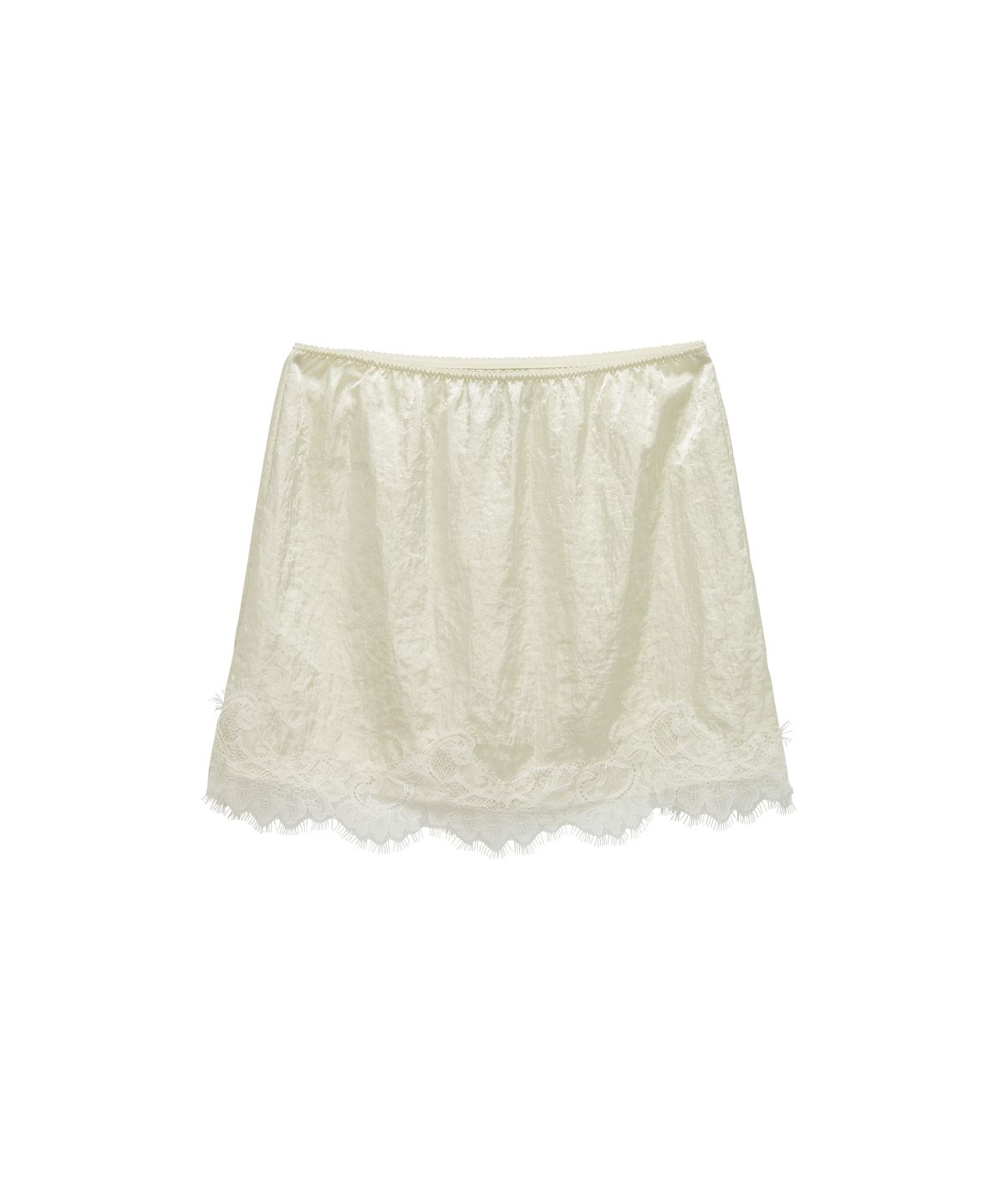 살롱 드 욘(SALON DE YOHN) Banding Lace Satin Skirt_ Butter