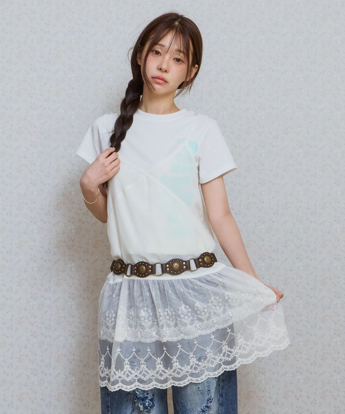 키지코(KIJIKO) ke802. Lace Bustier Dress Ivory