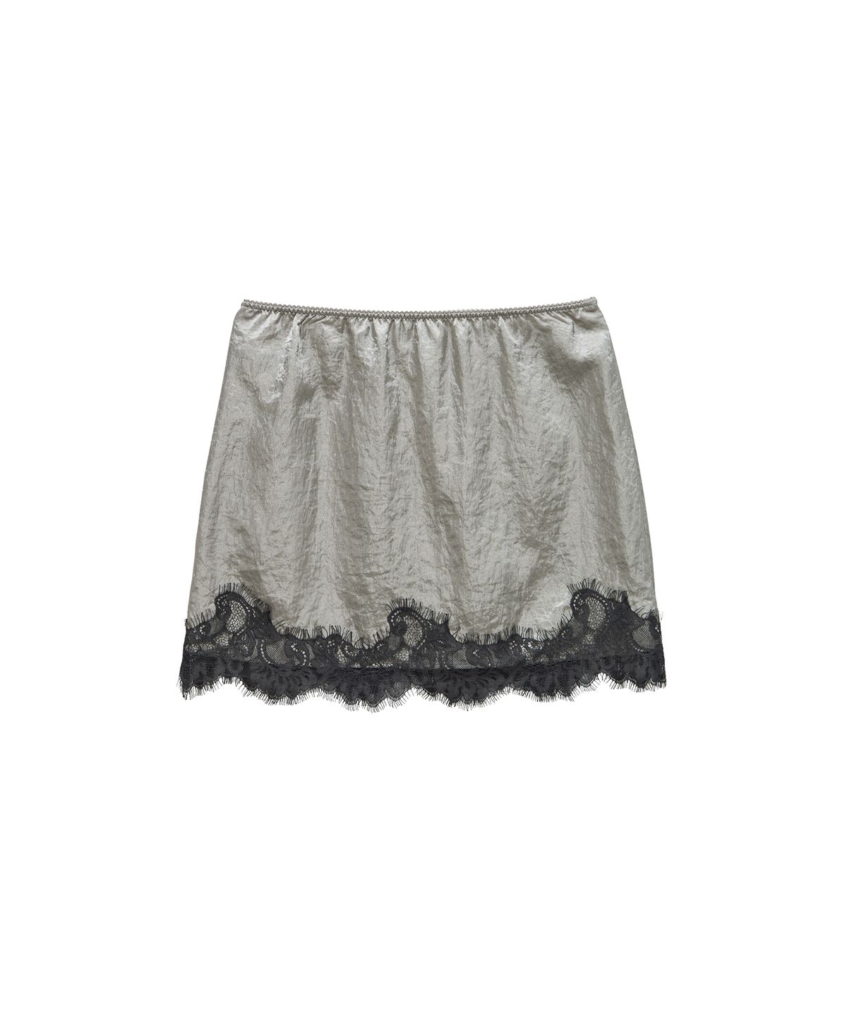 살롱 드 욘(SALON DE YOHN) Banding Lace Satin Skirt_ Gray