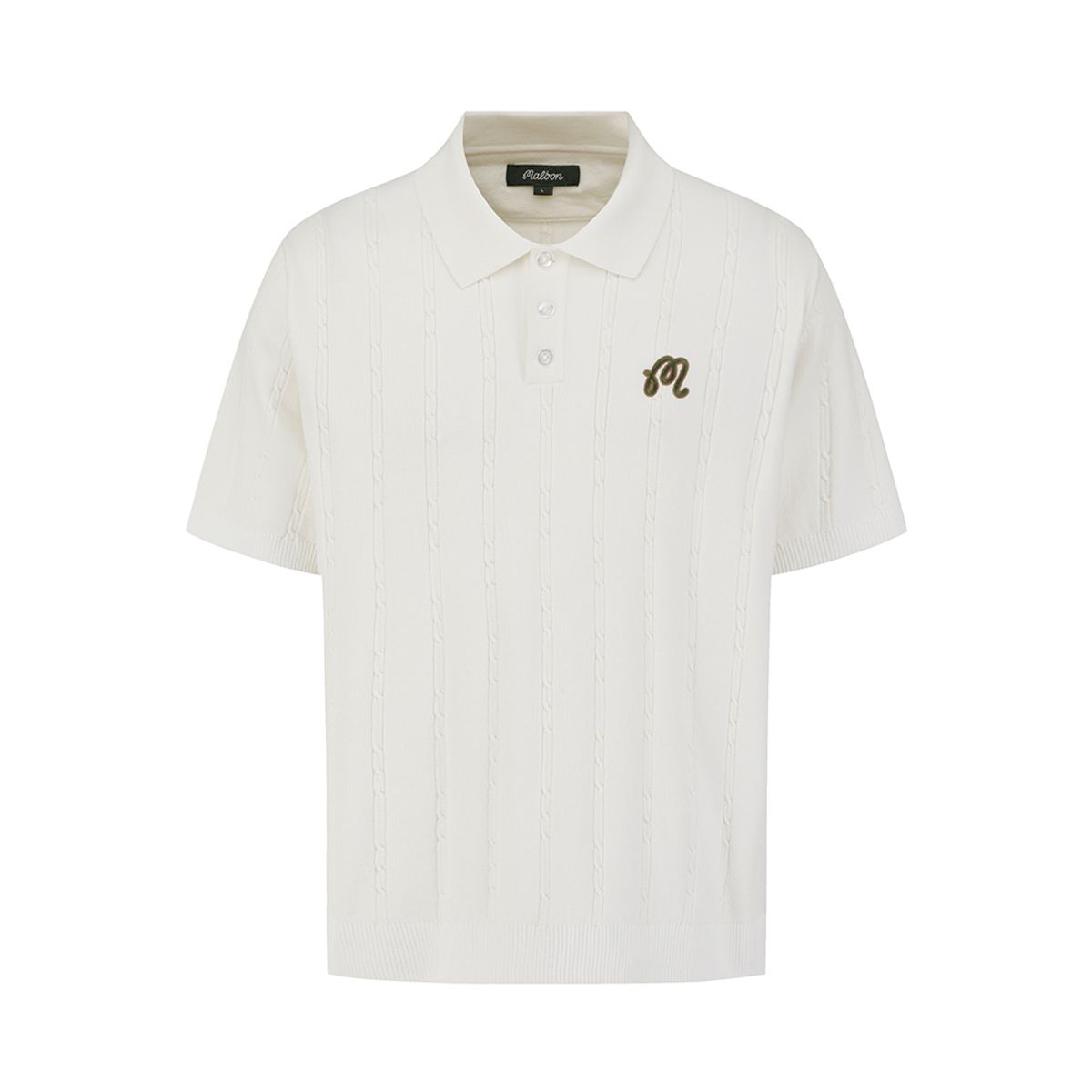 말본 골프(MALBON GOLF) M 체인케이블패턴 캐주얼 반팔 니트 IVORY (MAN)