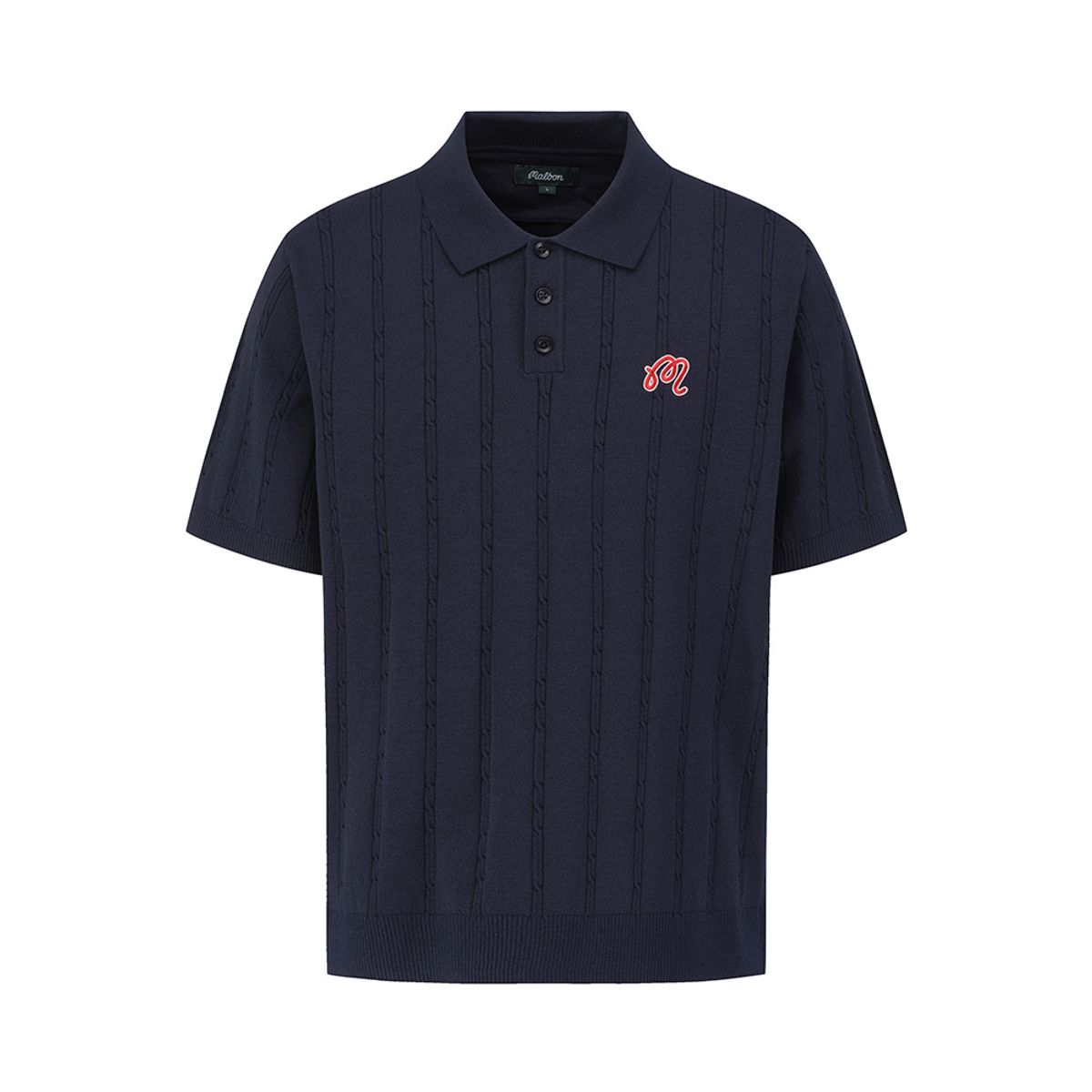 말본 골프(MALBON GOLF) M 체인케이블패턴 캐주얼 반팔 니트 DARK NAVY (MAN)