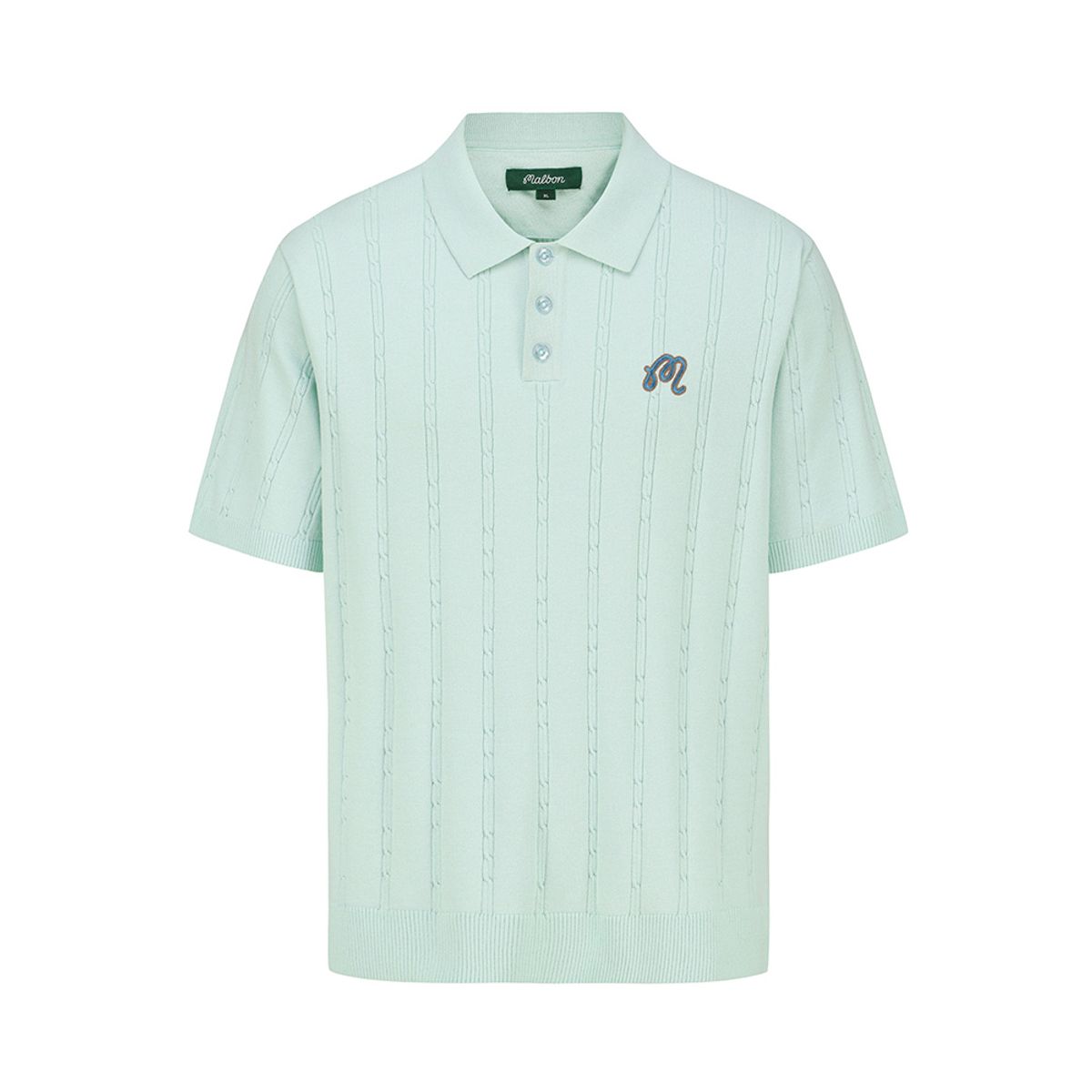 말본 골프(MALBON GOLF) M 체인케이블패턴 캐주얼 반팔 니트 PASTEL BLUE (MAN)