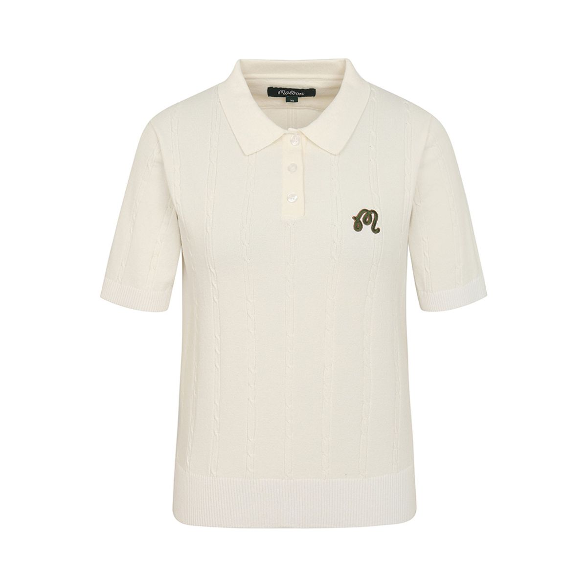 말본 골프(MALBON GOLF) M 체인케이블패턴 캐주얼 반팔 니트 IVORY (WOMAN)