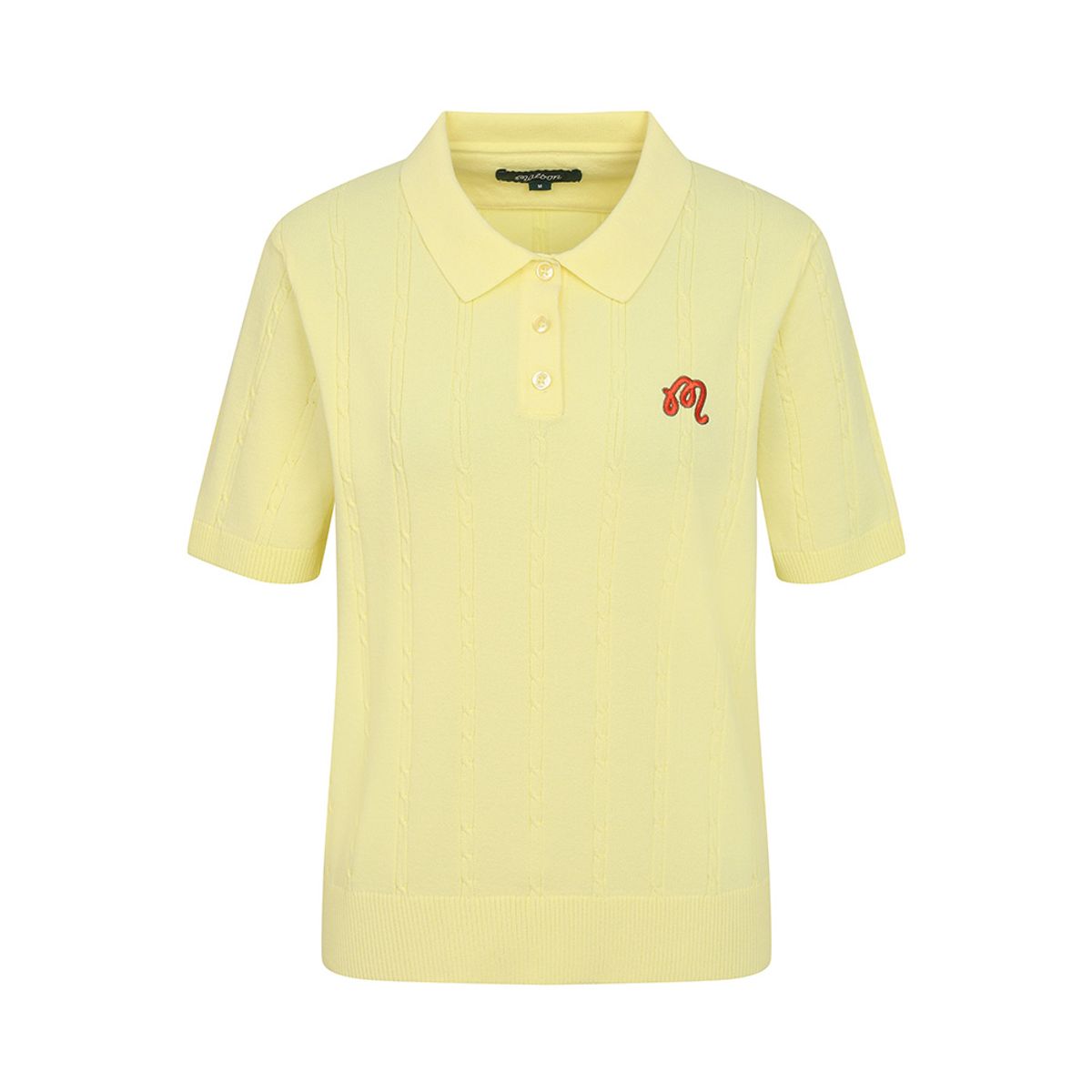 말본 골프(MALBON GOLF) M 체인케이블패턴 캐주얼 반팔 니트 LEMON YELLOW (WOMAN)