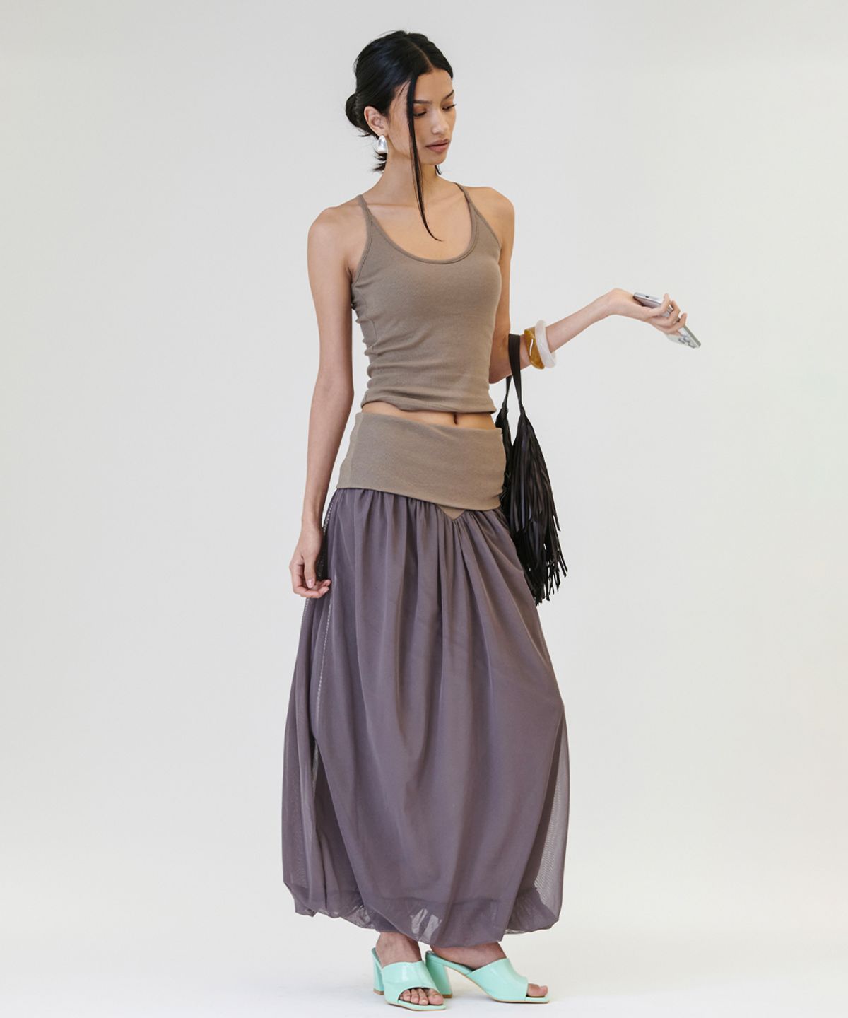 프로젝트 웨이브(PROJECT WAVE) Cent Balloon Long Skirt [BEIGE]