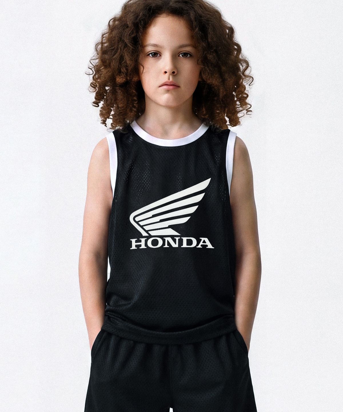 핍스 모터사이클(PHYPS MOTORCYCLE) Kids Honda Wing Logo Mesh Sleeveless Black