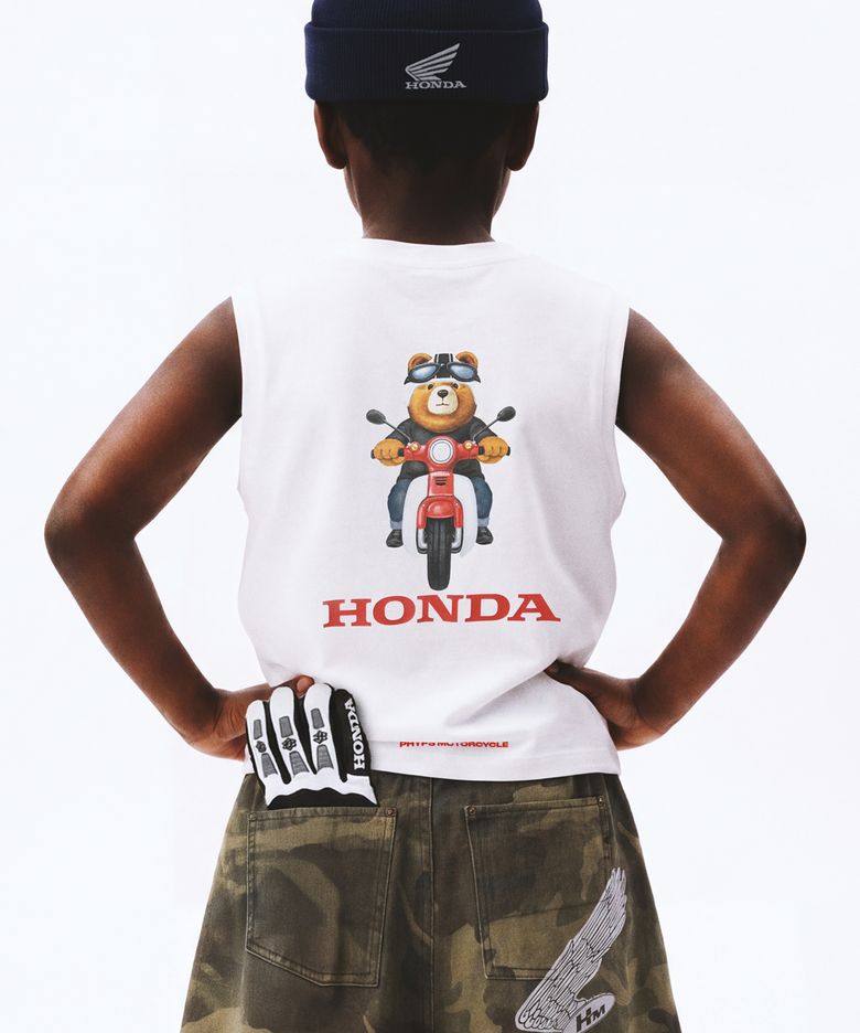 Kids Honda Bear Super Cub Motorcycle Sleeveless White