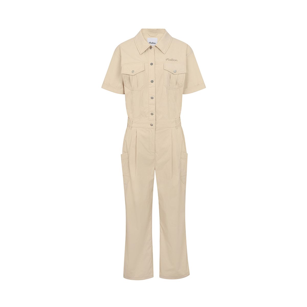 말본 골프(MALBON GOLF) 셔츠형 루즈핏 점프수트 BEIGE (WOMAN)