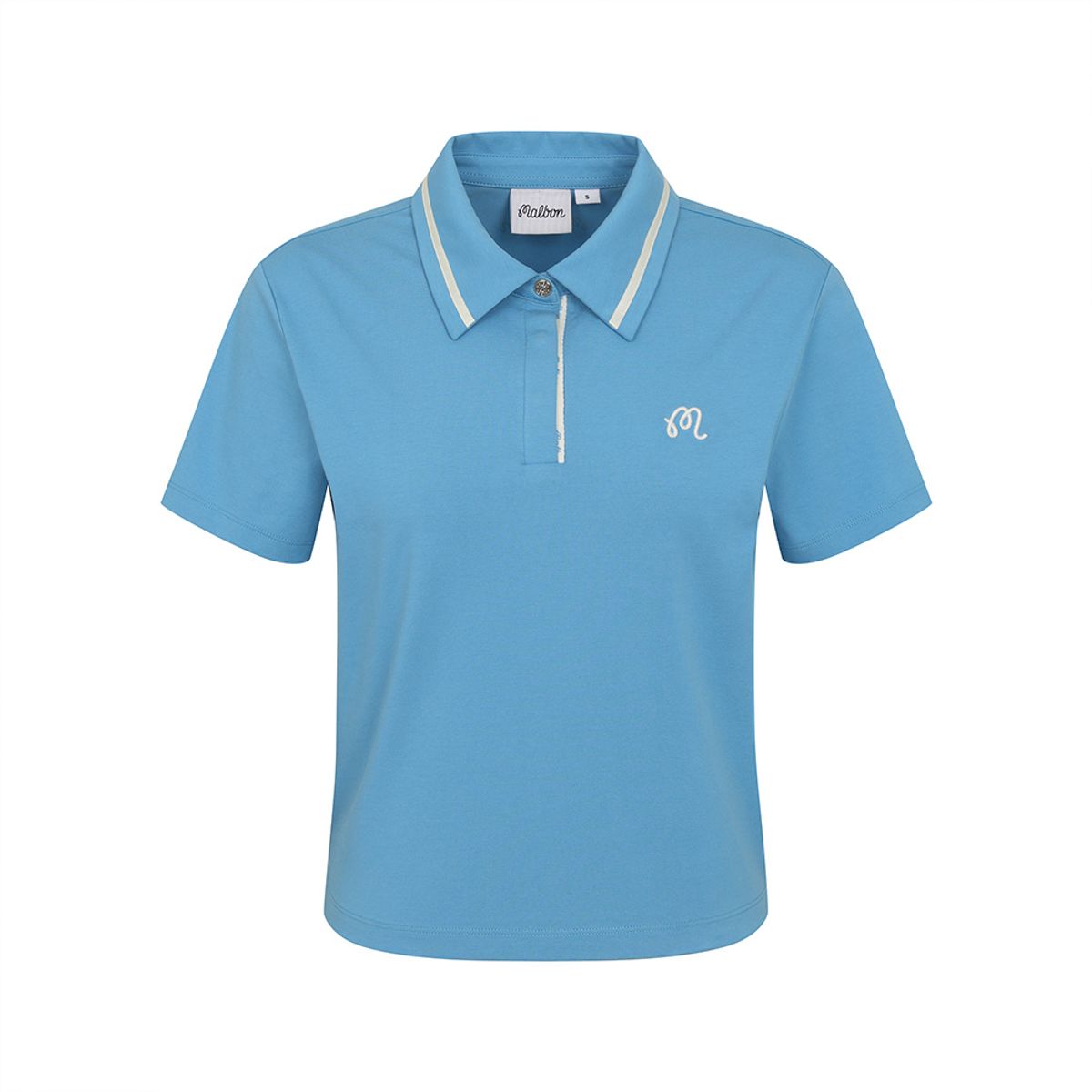 말본 골프(MALBON GOLF) 컬러 팁 베이직 크롭 티셔츠 BLUE (WOMAN)