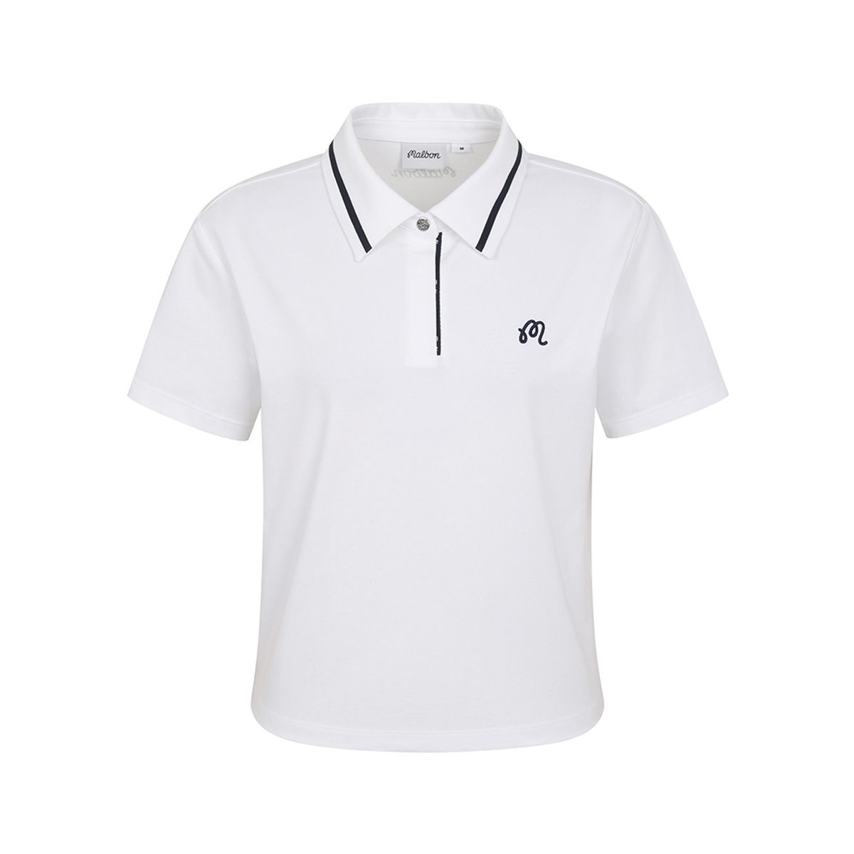 말본 골프(MALBON GOLF) 컬러 팁 베이직 크롭 티셔츠 WHITE (WOMAN)
