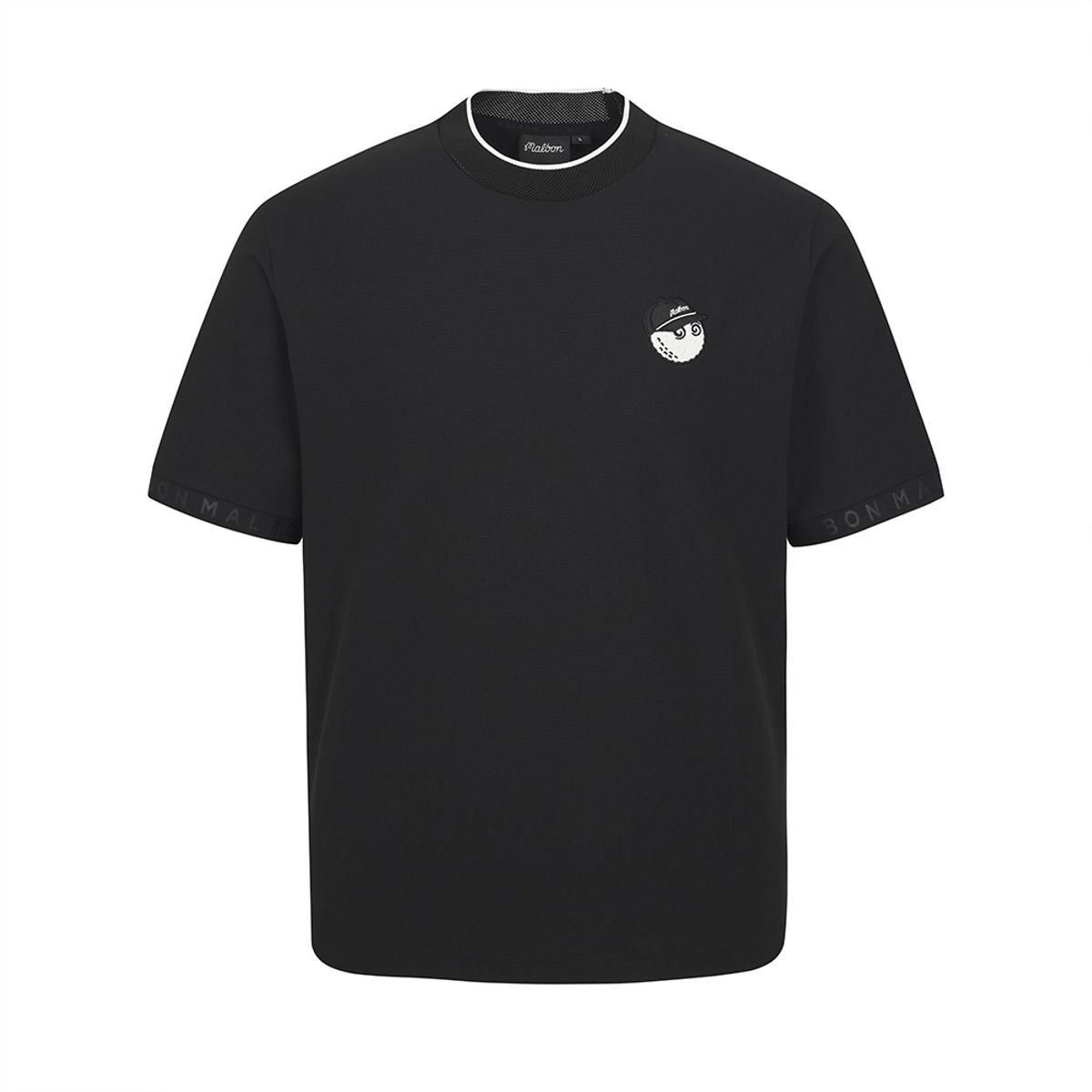 말본 골프(MALBON GOLF) 백니트 하이브리드 모크넥 티셔츠 BLACK (MAN)
