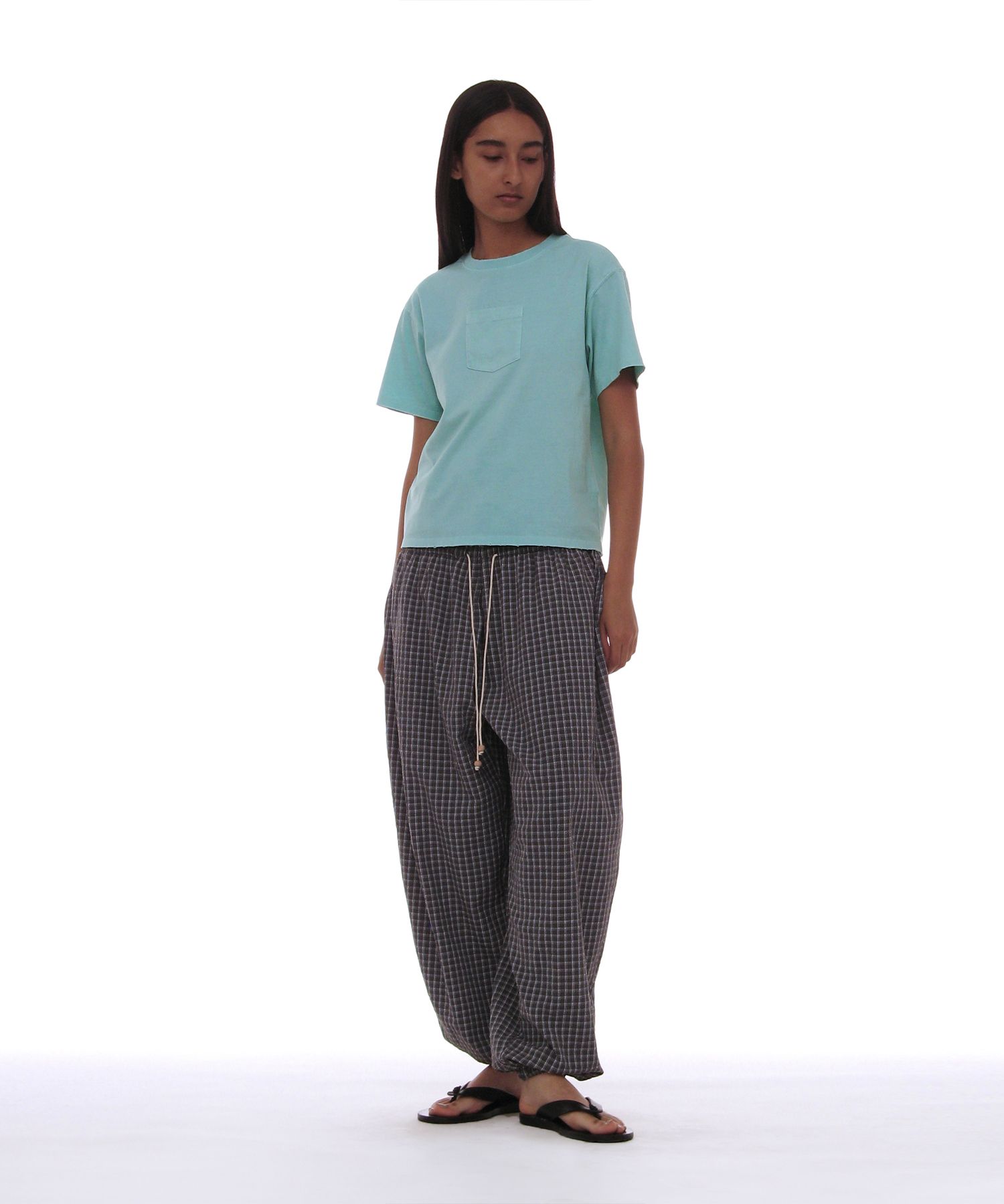 MUSINSA | PARTIMENTO WOMEN PWC Check Double Waist Harem Pants_Charcoal
