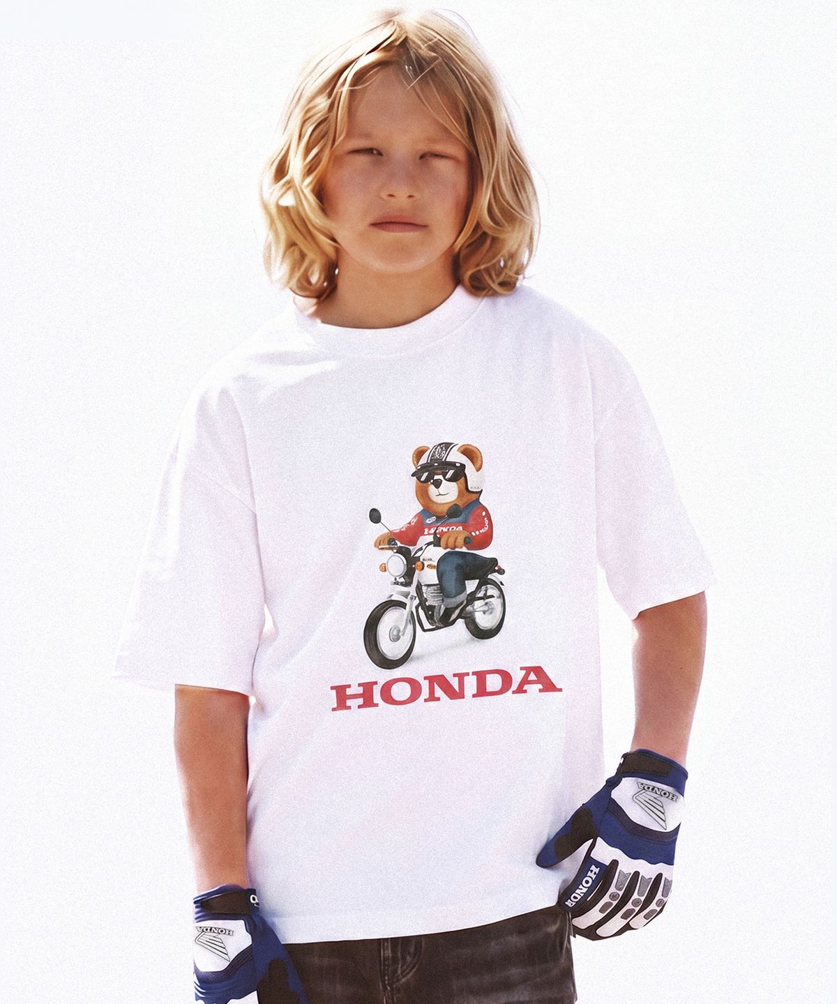 핍스 모터사이클(PHYPS MOTORCYCLE) Kids Ape Bear Short Sleeve White