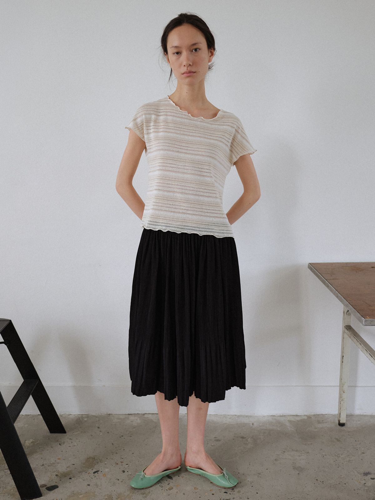 시엔느(SIENNE) City Pleated Skirt (Black)