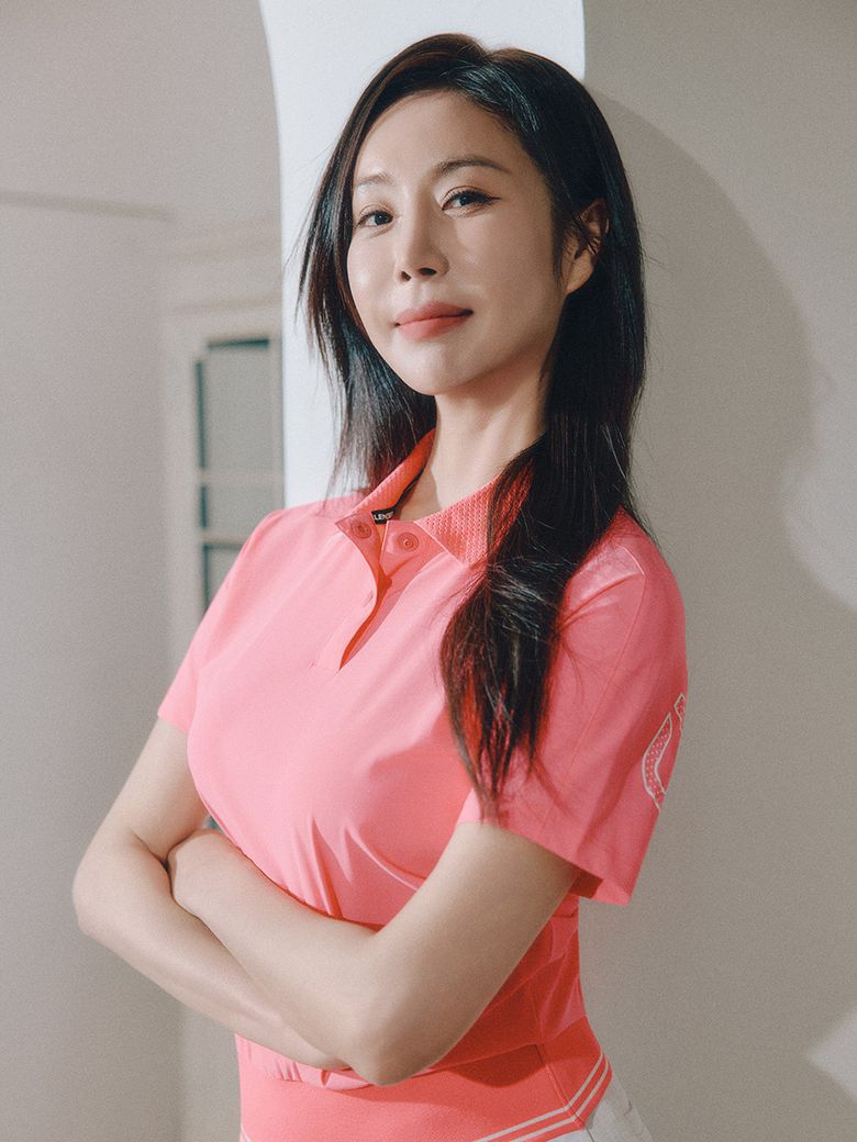 여성 쿨 저지 빅로고 카라 반팔 티셔츠 핫핑크