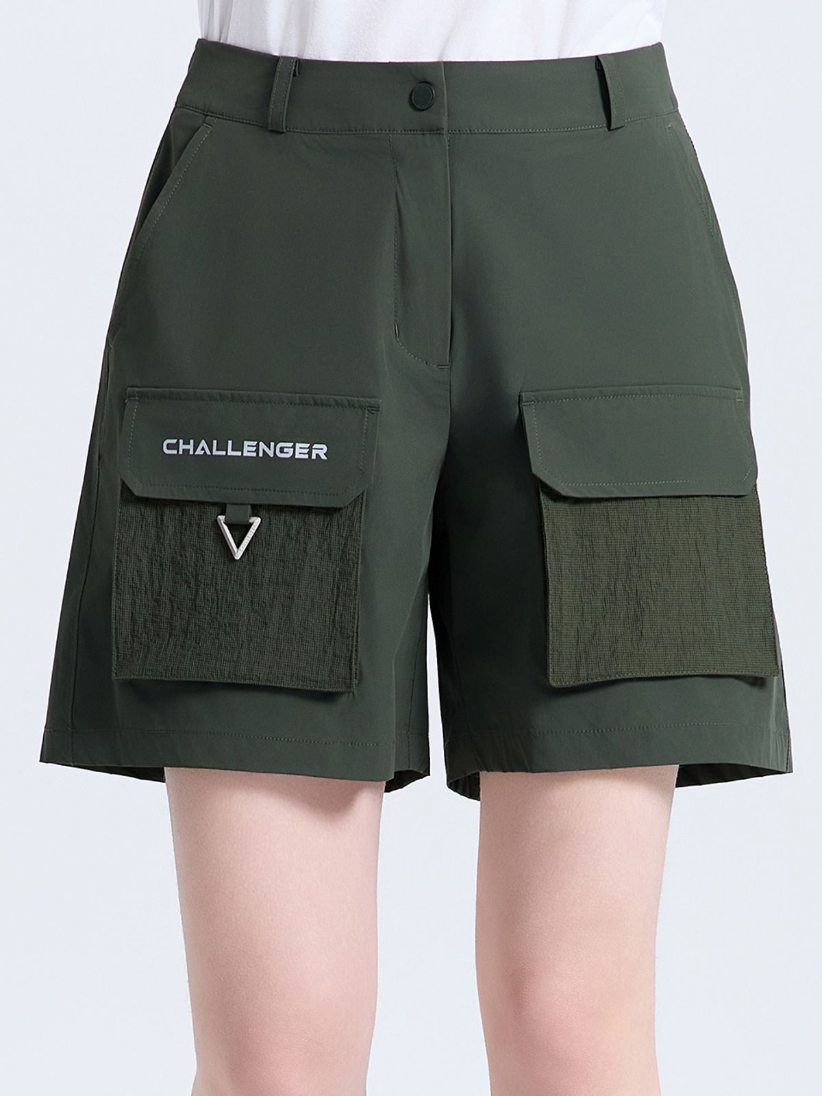 챌린저(CHALLENGER) 여성 카고 빅포켓 하프 팬츠 카키