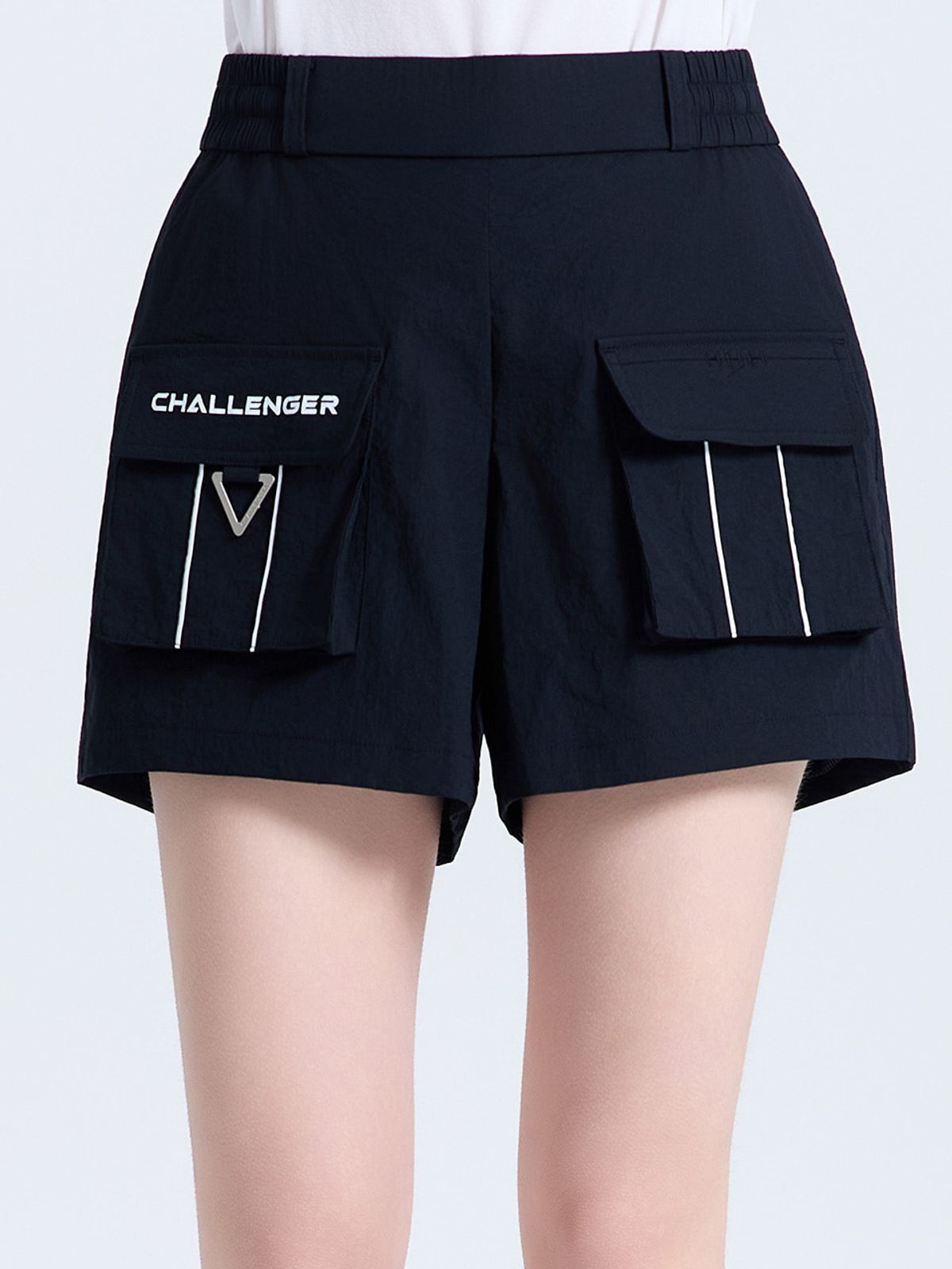챌린저(CHALLENGER) 여성 모노엣지 와이드 하프 팬츠 블랙