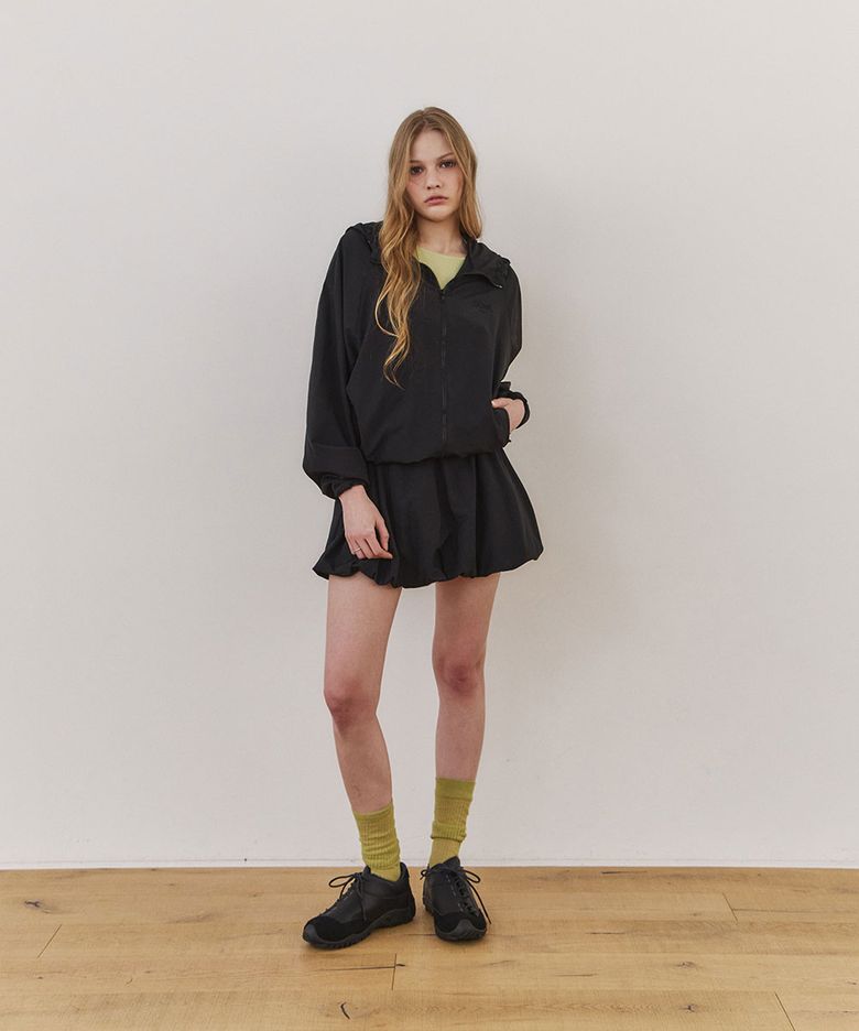 [Set-Up] Sheer Wind Jacket & Balloon Mini Skirt_Black