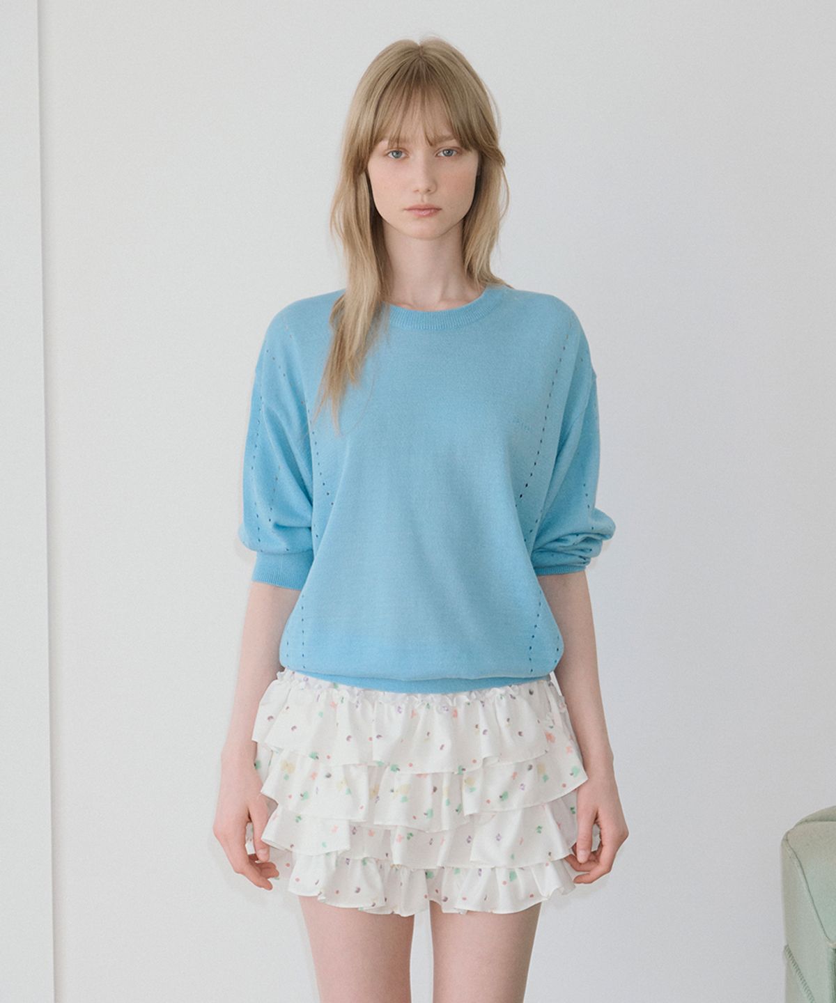 시눈(SINOON) Frill Mini Skirt Pants (White)