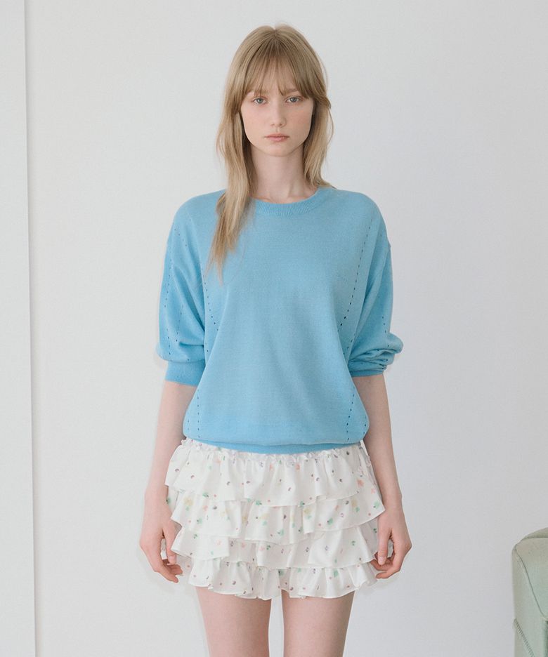 Frill Mini Skirt Pants (White)